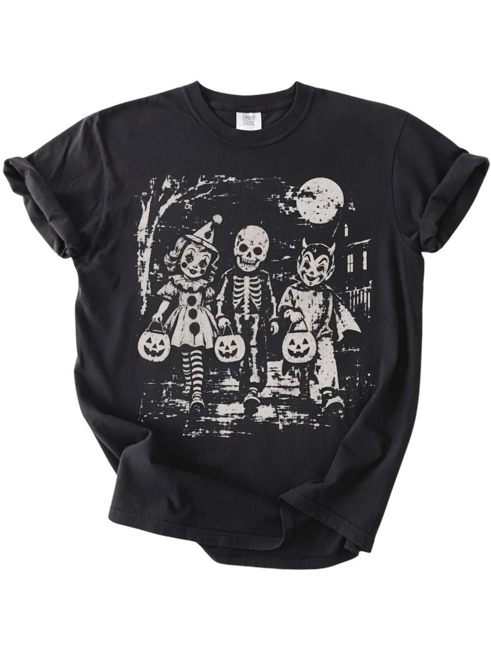 Comfort Colors Black Creepy Halloween Graphic Tee